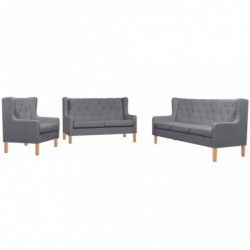 Sofa-Set 3-tlg. Stoff Grau