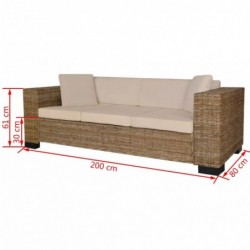 Sofa-Set 2-Sitzer und 3-Sitzer Echtes Rattan