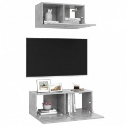 2-tlg. TV-Schrank-Set Betongrau Spanplatte