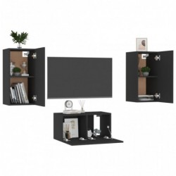 3-tlg. TV-Schrank-Set Schwarz Spanplatte