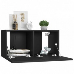 3-tlg. TV-Schrank-Set Schwarz Spanplatte