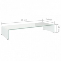 TV-Tisch/Bildschirmerhöhung Glas Weiß 80x30x13 cm