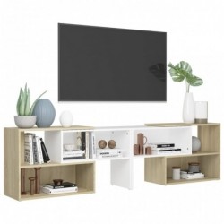 TV-Schrank Weiß Sonoma-Eiche 149x30x52 cm Spanplatte