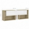 TV-Schrank Weiß Sonoma-Eiche 149x30x52 cm Spanplatte