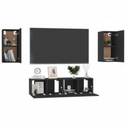 4-tlg. TV-Schrank-Set Schwarz Spanplatte