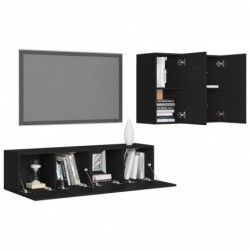 4-tlg. TV-Schrank-Set Schwarz Spanplatte