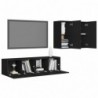 4-tlg. TV-Schrank-Set Schwarz Spanplatte