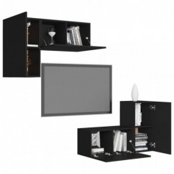 4-tlg. TV-Schrank-Set Schwarz Spanplatte