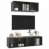 2-tlg. TV-Schrank-Set Hochglanz-Grau Spanplatte