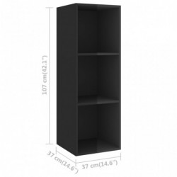 2-tlg. TV-Schrank-Set Hochglanz-Schwarz Spanplatte