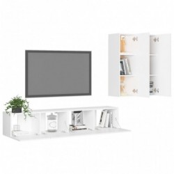 4-tlg. TV-Schrank-Set Weiß Spanplatte