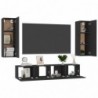 4-tlg. TV-Schrank-Set Schwarz Spanplatte