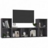 3-tlg. TV-Schrank-Set Hochglanz-Grau Spanplatte