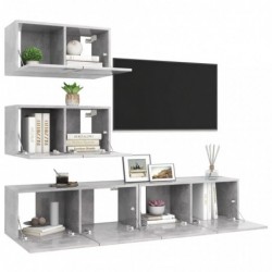 4-tlg. TV-Schrank-Set Betongrau Spanplatte