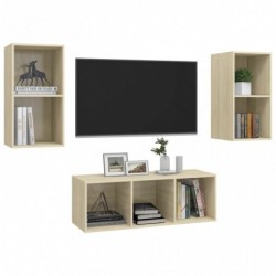 3-tlg. TV-Schrank-Set Sonoma-Eiche Spanplatte