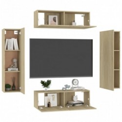 4-tlg. TV-Schrank-Set Sonoma-Eiche Spanplatte