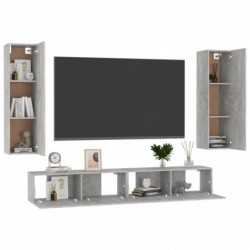 4-tlg. TV-Schrank-Set Betongrau Spanplatte