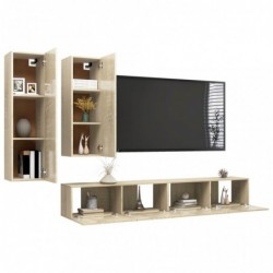 4-tlg. TV-Schrank-Set Sonoma-Eiche Spanplatte