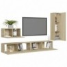 4-tlg. TV-Schrank-Set Sonoma-Eiche Spanplatte