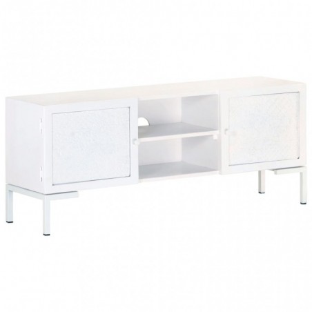 TV-Schrank Weiß 115x30x46 cm Massivholz Mango