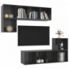 4-tlg. TV-Schrank-Set Hochglanz-Grau Spanplatte