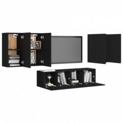 6-tlg. TV-Schrank-Set Schwarz Spanplatte