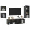 4-tlg. TV-Schrank-Set Hochglanz-Grau Spanplatte