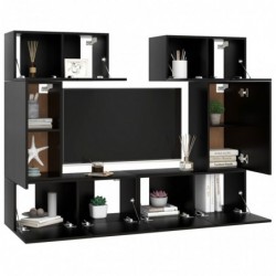 6-tlg. TV-Schrank-Set Schwarz Spanplatte