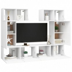 6-tlg. TV-Schrank-Set Weiß Spanplatte