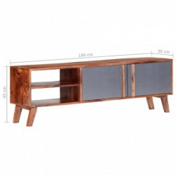 TV-Schrank Grau 140x30x45 cm Massivholz