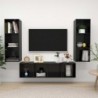 3-tlg. TV-Schrank-Set Hochglanz-Schwarz Spanplatte