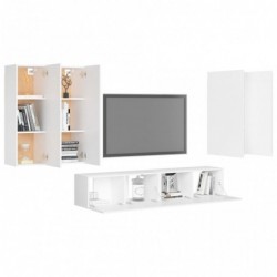 6-tlg. TV-Schrank-Set Weiß Spanplatte