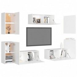 7-tlg. TV-Schrank-Set Weiß Spanplatte