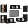 7-tlg. TV-Schrank-Set Schwarz Spanplatte