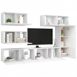 6-tlg. TV-Schrank-Set Weiß Spanplatte