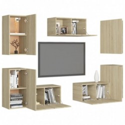 7-tlg. TV-Schrank-Set Sonoma-Eiche Spanplatte