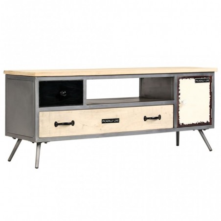 TV-Schrank Mangoholz Massiv und Stahl 120 x 30 x 45 cm