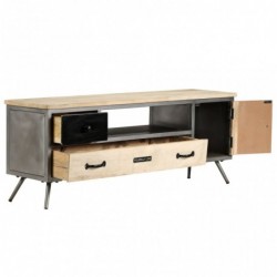 TV-Schrank Mangoholz Massiv und Stahl 120 x 30 x 45 cm