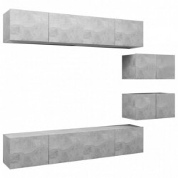 6-tlg. TV-Schrank-Set Betongrau Spanplatte