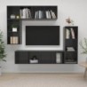 4-tlg. TV-Schrank-Set Hochglanz-Grau Spanplatte