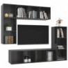 4-tlg. TV-Schrank-Set Hochglanz-Grau Spanplatte