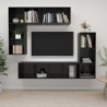 4-tlg. TV-Schrank-Set Hochglanz-Schwarz Spanplatte