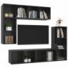 4-tlg. TV-Schrank-Set Hochglanz-Schwarz Spanplatte