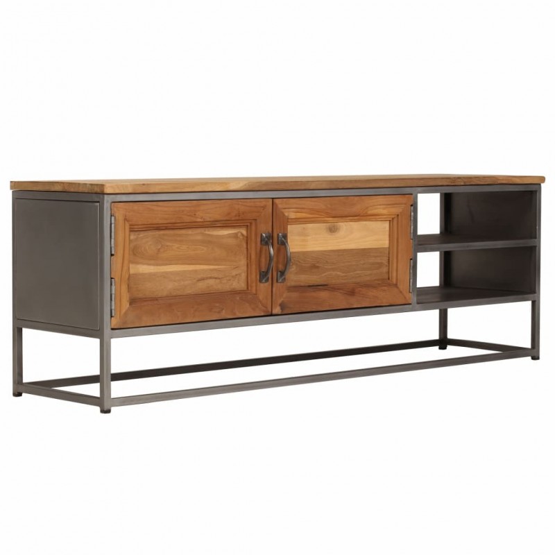 TV-Schrank Recyceltes Teak und Stahl 120 x 30 x 40 cm