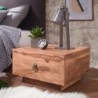 Wohnling Design Nachttisch MUMBAI Massiv-Holz Akazie 40x40x25 cm | Moderne Nacht-Kommode mit Schublade | Nachtschrank Natur-H