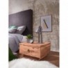 Wohnling Design Nachttisch MUMBAI Massiv-Holz Akazie 40x40x25 cm | Moderne Nacht-Kommode mit Schublade | Nachtschrank Natur-H