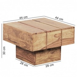 Wohnling Beistelltisch LUCCA Massivholz Akazie Wohnzimmertisch 44 x 44 x 30 cm Couchtisch Massiv Landhaus Cube quadratisch