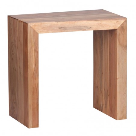 Wohnling Beistelltisch MUMBAI Massiv-Holz Akazie 60 x 35 cm Wohnzimmer-Tisch Design dunkel-braun Landhaus-Stil Couchtisch