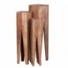 Wohnling Beistelltisch 3er Set Massivholz Akazie Wohnzimmer-Tisch Design Säulen Landhausstil Couchtisch quadratisch