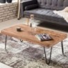 Wohnling Couchtisch BAGLI Massiv-Holz Akazie 115 cm breit Wohnzimmer-Tisch Design Metallbeine Landhaus-Stil Beistelltisch